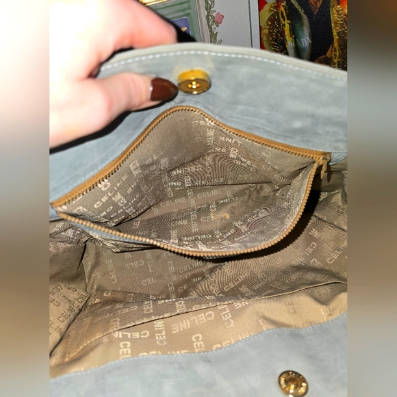 Celine Beautiful Suede Gray & Gold Shoulder Tote ✨️ (EUC)(SEE PICS) - Picture 8 of 9